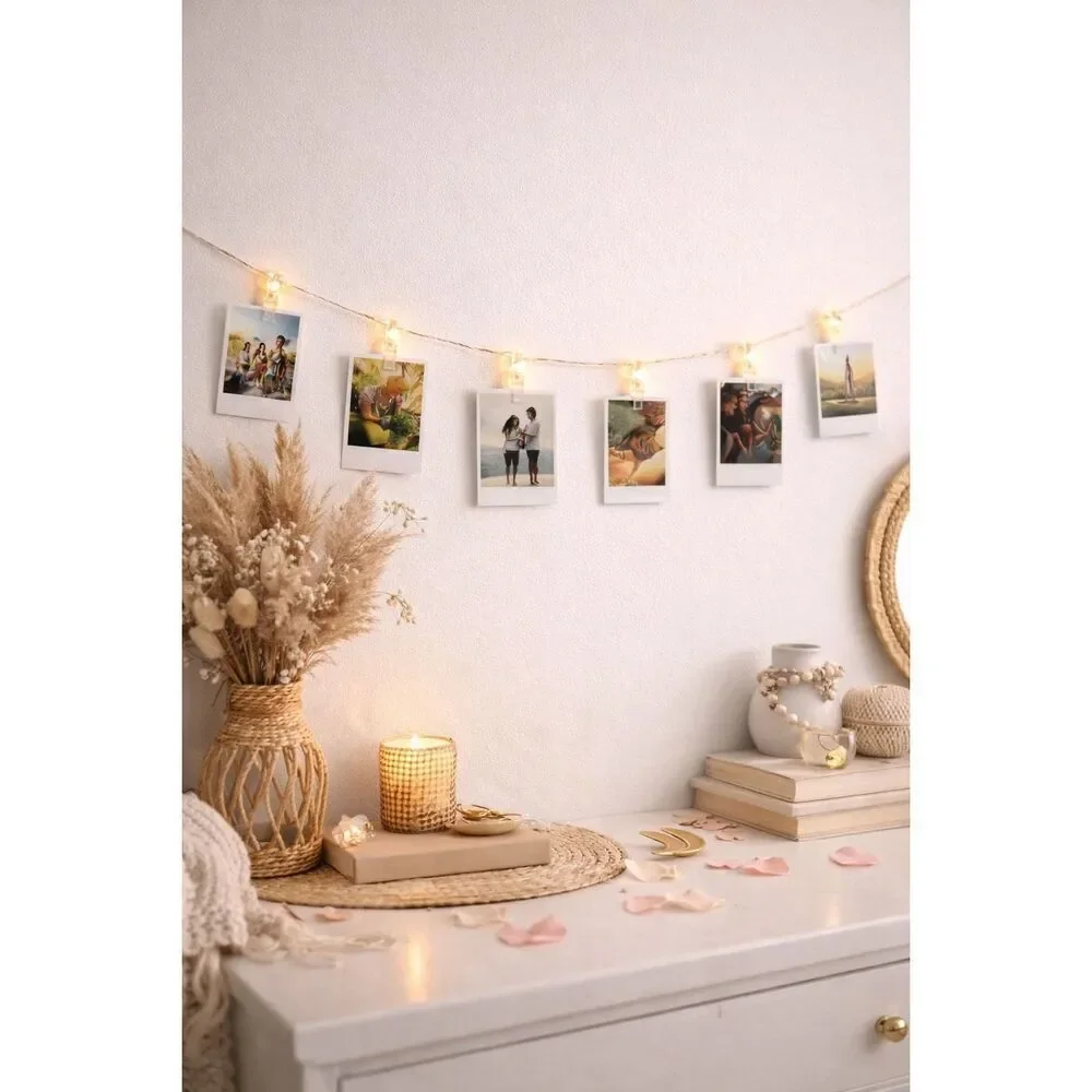 LED Photo Clip String Lights, 10 Warm White Clips, 3.9 ft, Battery Powered